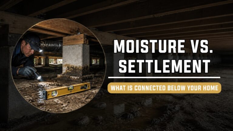 Crawl space moisture inspection and foundation settlement evaluation