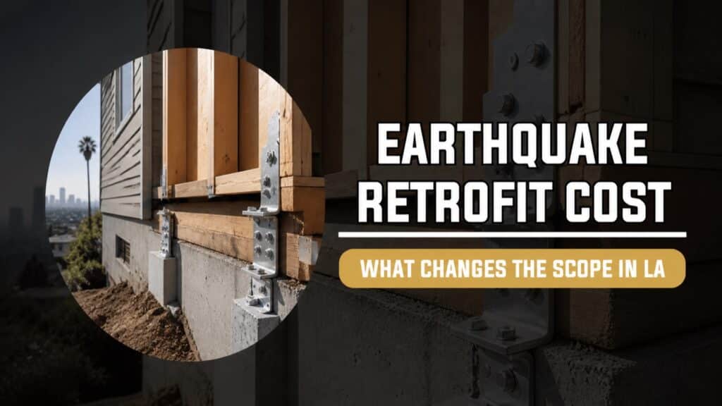 Earthquake retrofit hardware connecting a Los Angeles home to its foundation