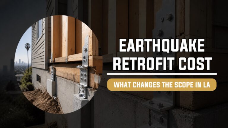 Earthquake retrofit hardware connecting a Los Angeles home to its foundation